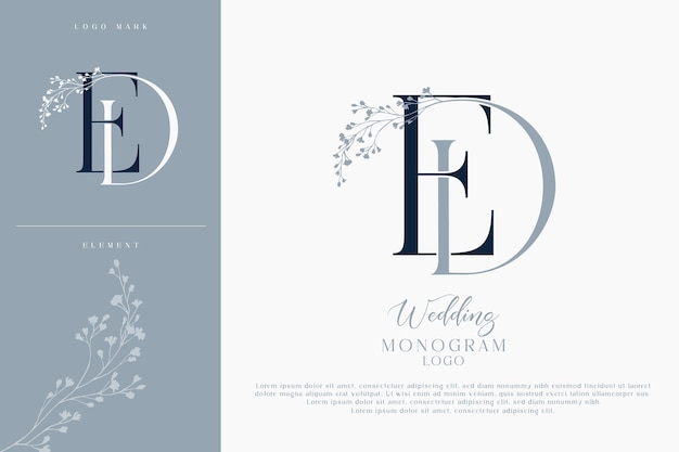El logotipo del monograma inicial de dewedding