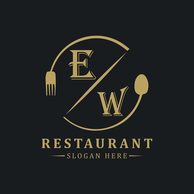 logotipo de monograma inicial con diseño de logotipo en forma de círculo del restaurante