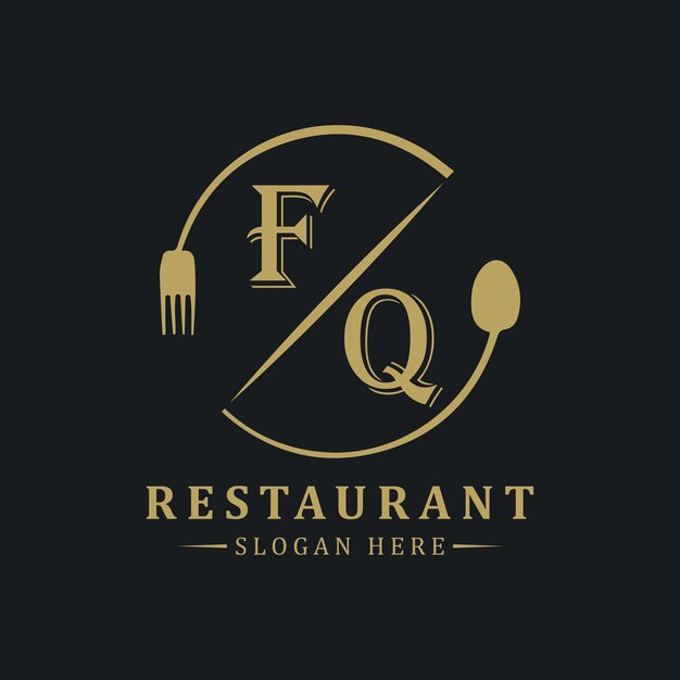logotipo de monograma inicial con diseño de logotipo en forma de círculo del restaurante