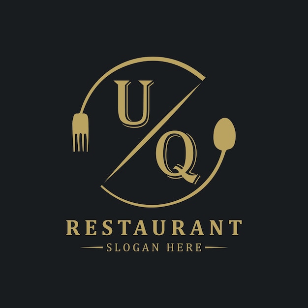 logotipo de monograma inicial con diseño de logotipo en forma de círculo del restaurante