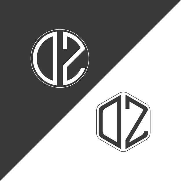 Logotipo de monograma inicial de DZ con diseño creativo de logotipo en forma de círculo y polígono