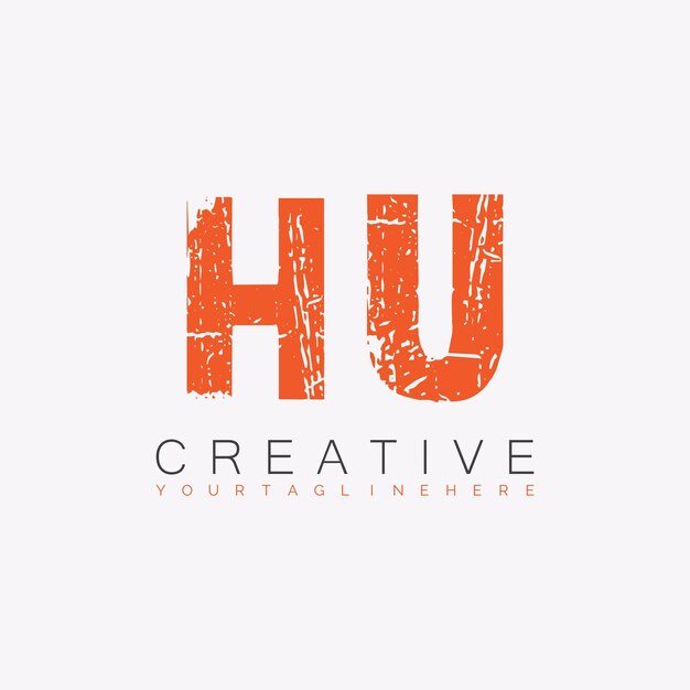 Logotipo de monograma inicial de HU con diseño creativo de letras