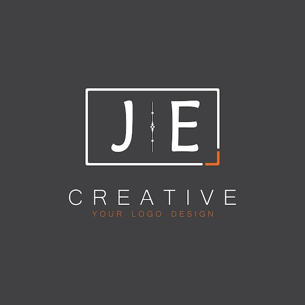 Logotipo de monograma inicial de JE para Creative con diseño de estilo cuadrado