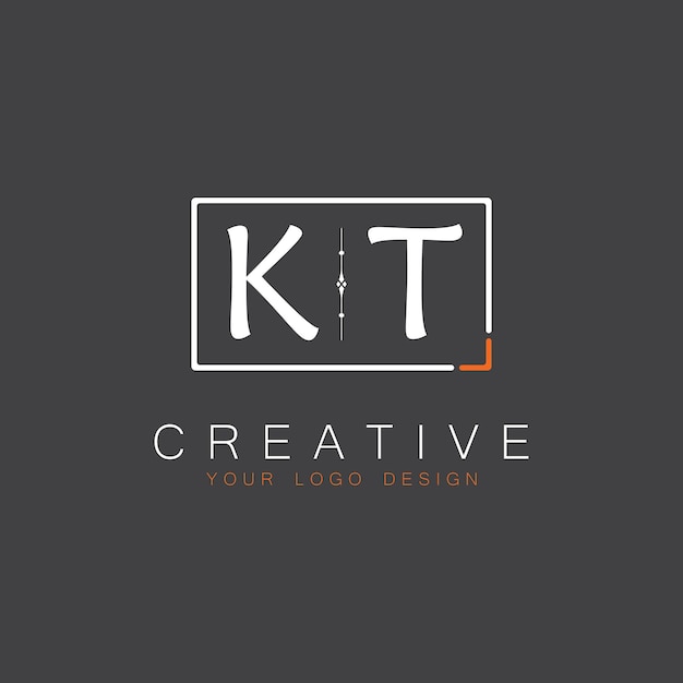 Logotipo de monograma inicial de KT para Creative con diseño de estilo cuadrado