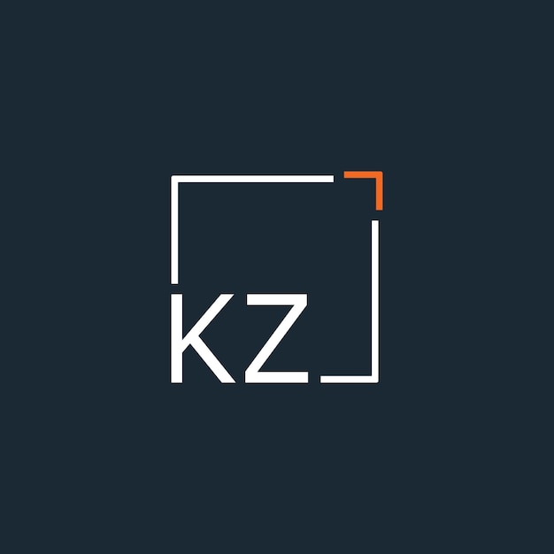 Logotipo de monograma inicial de KZ con diseño de estilo cuadrado