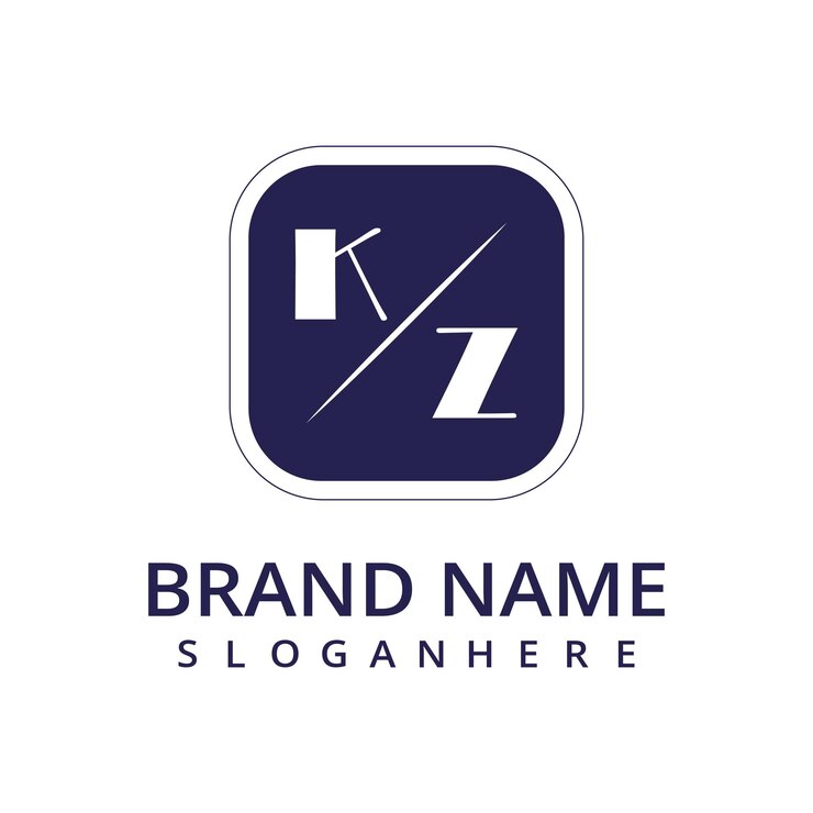 Vector logotipo de monograma inicial de kz con dsigno de estilo rectangular