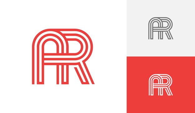 Logotipo del monograma inicial de la letra AR monoline