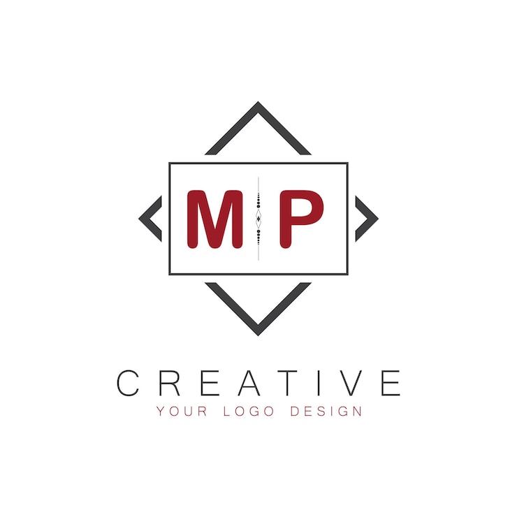 Vector logotipo de monograma inicial de mp con diseño creativo de estilo cuadrado
