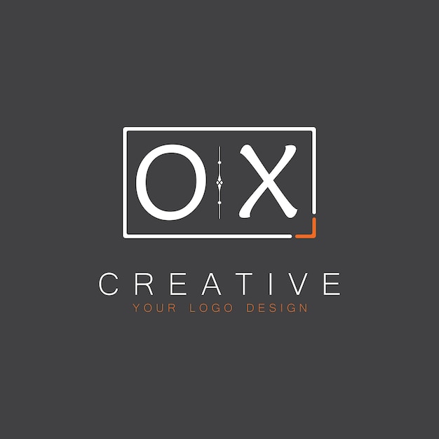 Logotipo de monograma inicial de OX para Creative con diseño de estilo cuadrado