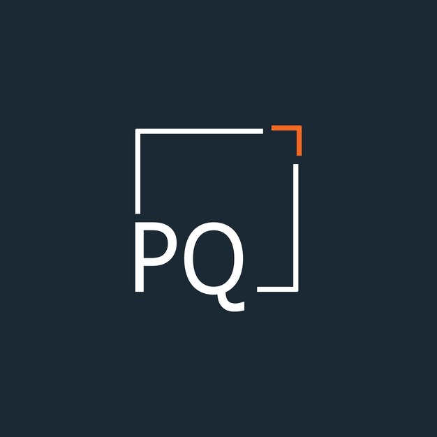 Logotipo de monograma inicial de PQ con diseño de estilo cuadrado