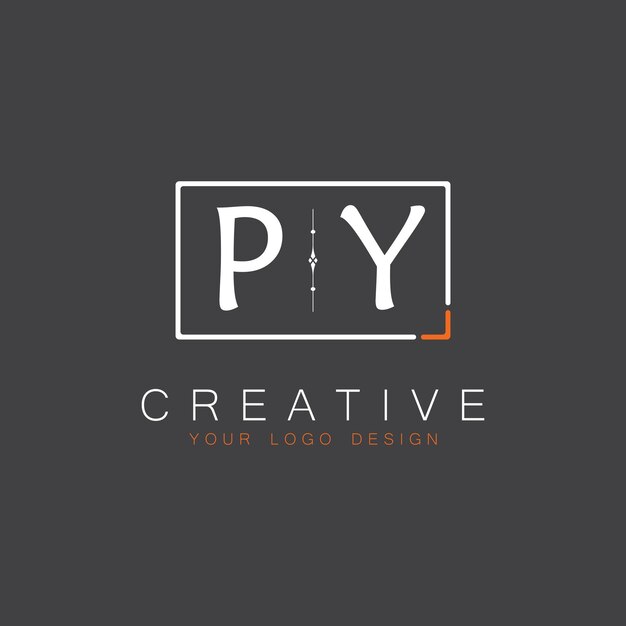 Logotipo de monograma inicial de PY para Creative con diseño de estilo cuadrado
