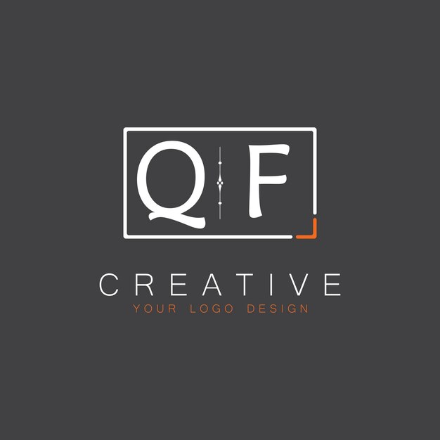 El logotipo de monograma inicial de QF para Creative con diseño de estilo cuadrado