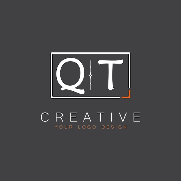 El logotipo de monograma inicial de QT para Creative con diseño de estilo cuadrado