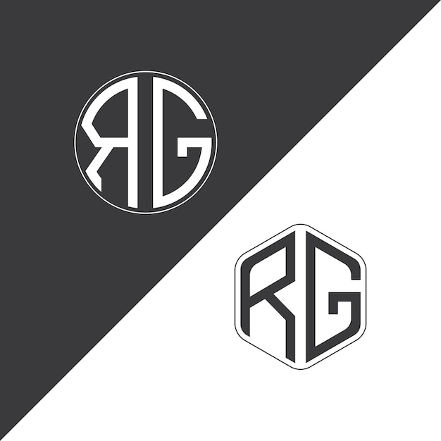 Logotipo de monograma inicial de RG Con diseño creativo de logotipo en forma de círculo y polígono