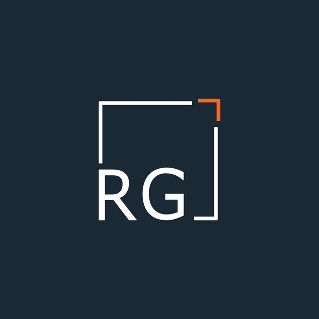 Logotipo de monograma inicial de RG con diseño de estilo cuadrado