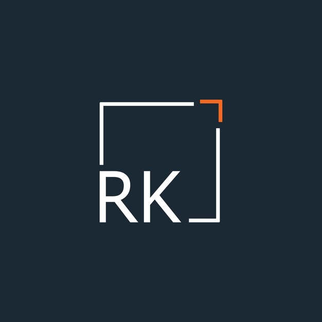 Logotipo de monograma inicial de RK con diseño de estilo cuadrado