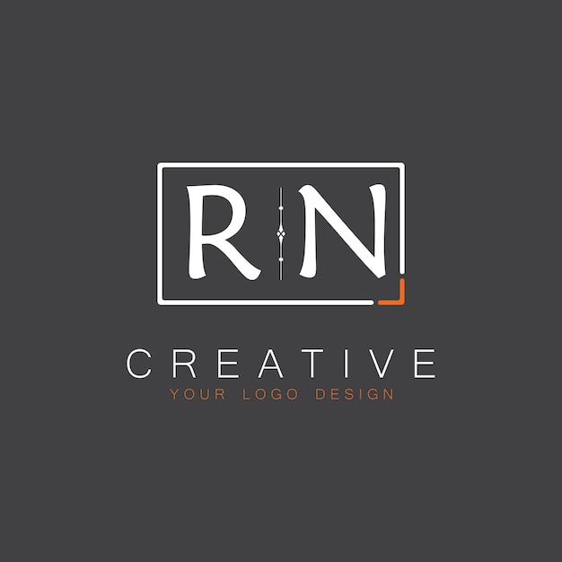 Logotipo de monograma inicial de RN para Creative con diseño de estilo cuadrado