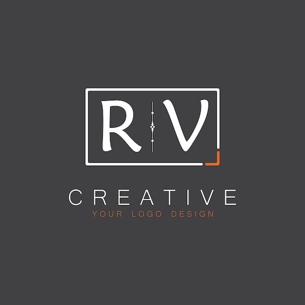 Logotipo de monograma inicial de RV para Creative con diseño de estilo cuadrado