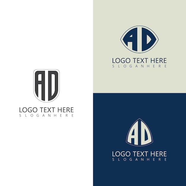Logotipo de monograma inicial de texto de estilo AD 3 con diseño de estilo creativo