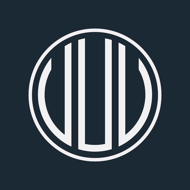 Logotipo de monograma inicial de UUU con diseño de estilo de círculo
