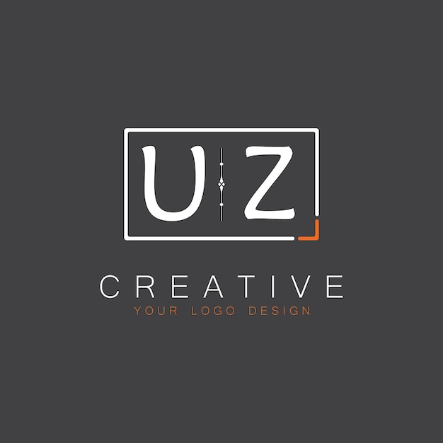 Logotipo de monograma inicial de UZ para Creative con diseño de estilo cuadrado