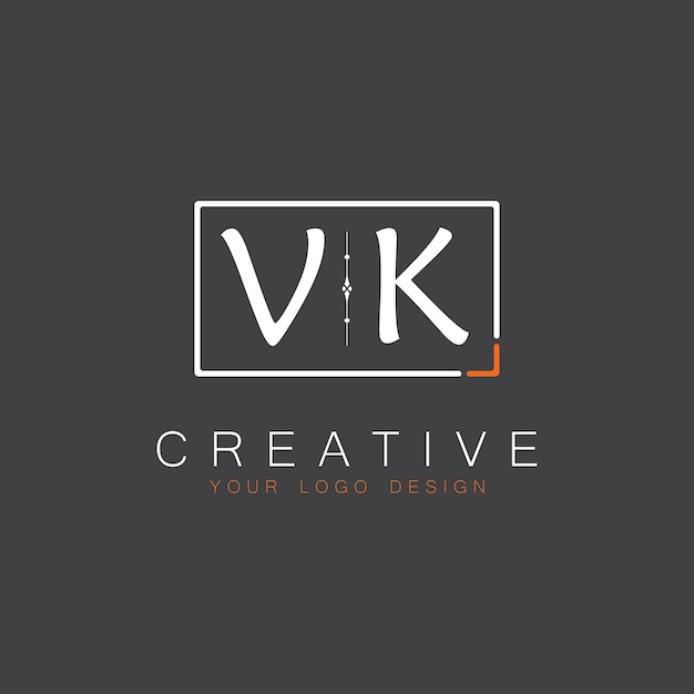 Logotipo de monograma inicial de VK para Creative con diseño de estilo cuadrado