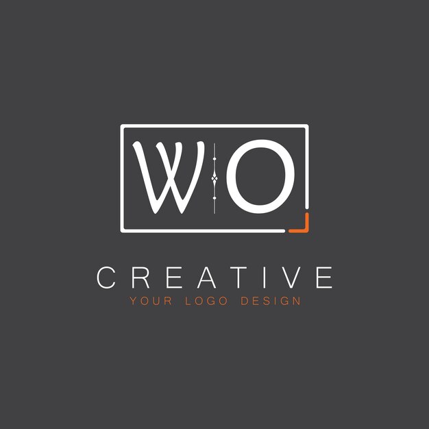 Logotipo de monograma inicial de WO para Creative con diseño de estilo cuadrado