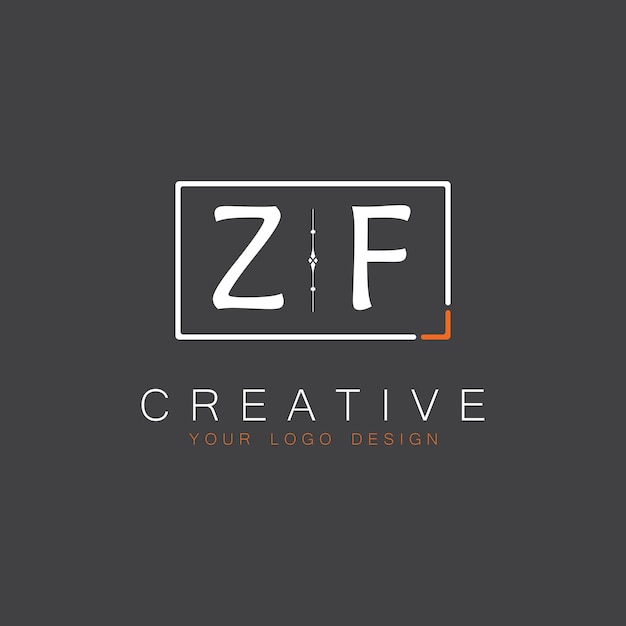 Logotipo de monograma inicial de ZF para Creative con diseño de estilo cuadrado