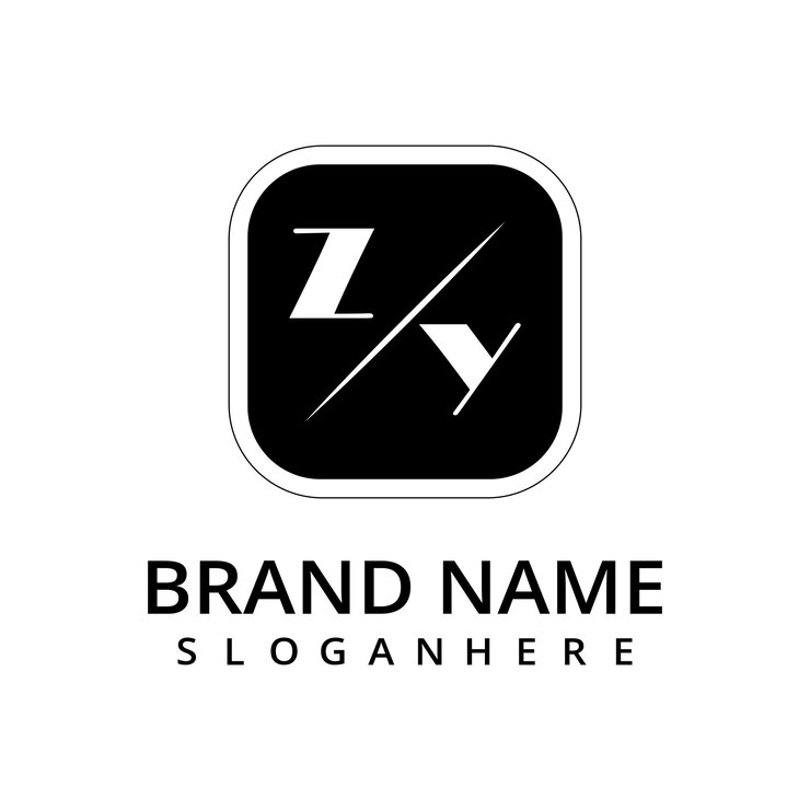 Vector logotipo de monograma inicial zy con signo de estilo rectangular