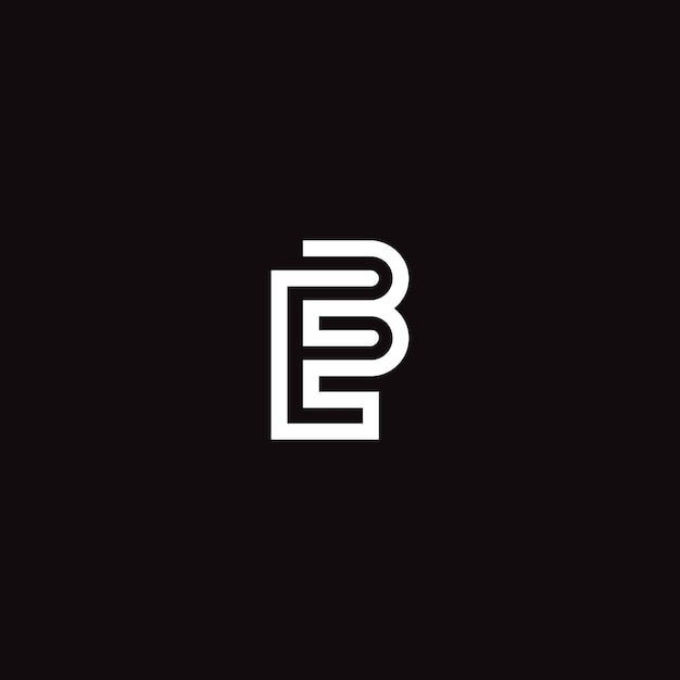 Logotipo del monograma de las iniciales EB o BE en blanco