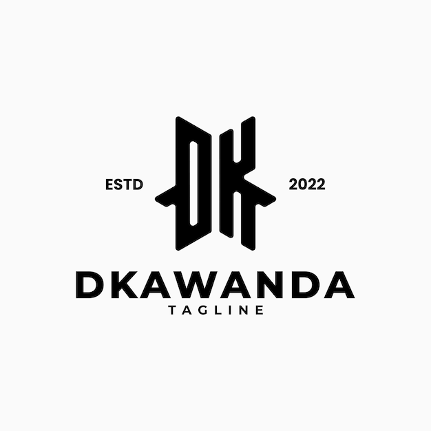 Logotipo de monograma de iniciales con letra DK