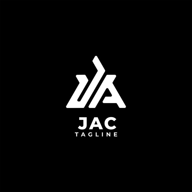 Logotipo de monograma de iniciales triangulares con letra JA