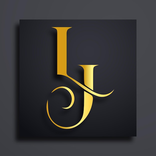 El logotipo del monograma l y j en gradiente dorado