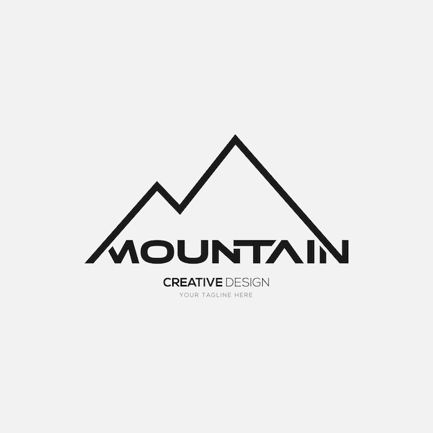 Logotipo de monograma de letra de arte de línea de montaña creativa
