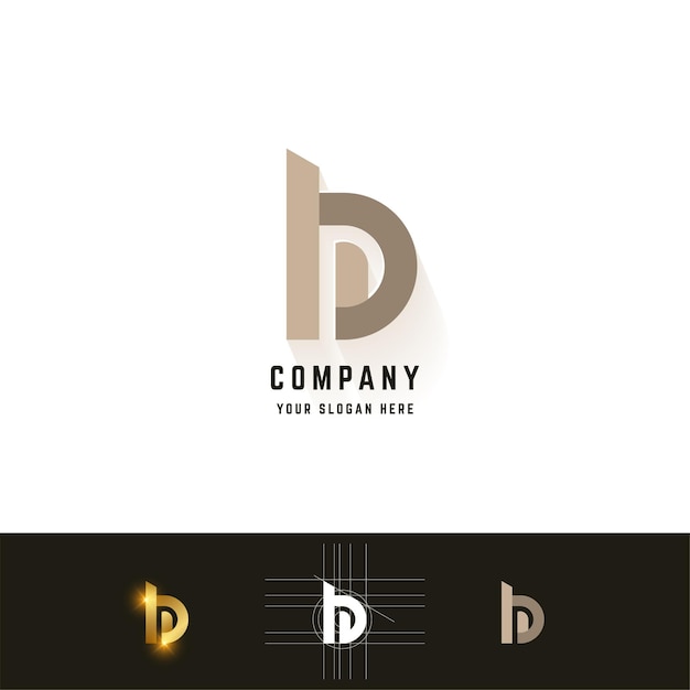 Logotipo de monograma de letra b o bD con diseño de método de cuadrícula