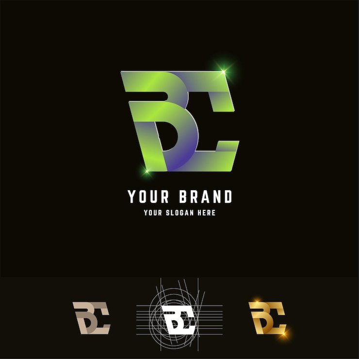 Vector logotipo de monograma de letra bc o cb con diseño de método de cuadrícula