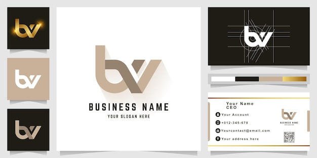 Logotipo de monograma letra bw o bv con diseño de tarjeta de visita