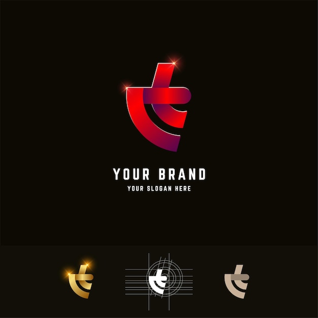 Logotipo de monograma de letra Ct o Et con diseño de método de cuadrícula