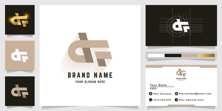 Vector logotipo de monograma de letra df o gdf con diseño de tarjeta de visita