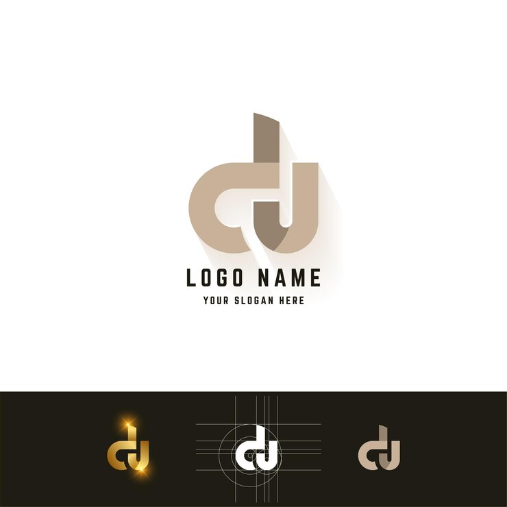 Vector logotipo de monograma de letra du o cu con diseño de método de cuadrícula