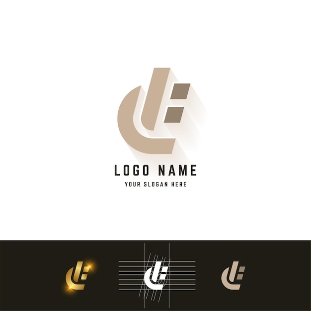 Logotipo de monograma de letra E o dE con diseño de método de cuadrícula