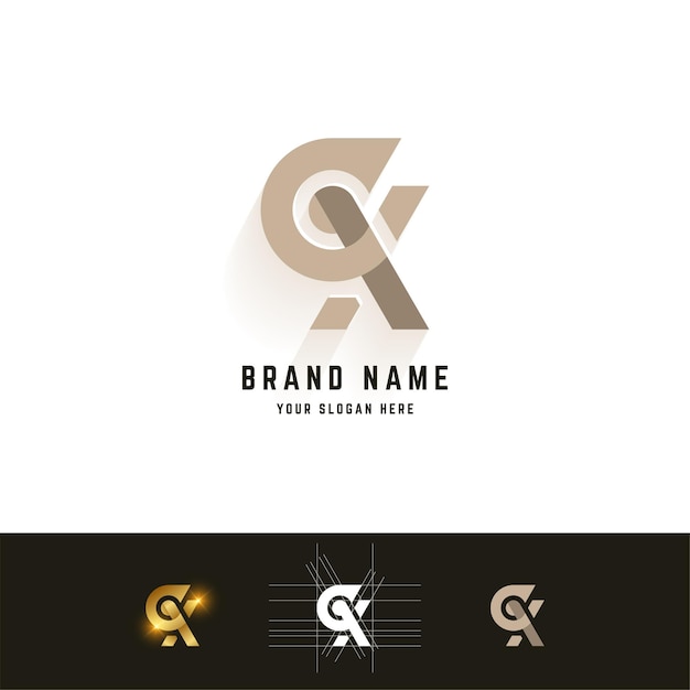 Logotipo de monograma de letra GX o CX con diseño de método de cuadrícula