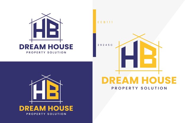 Logotipo del monograma de la letra HB Vector premium de estilo inmobiliario