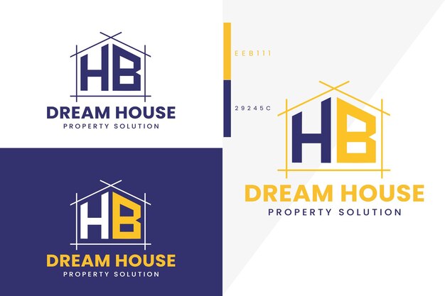 Logotipo del monograma de la letra HB Vector premium de estilo inmobiliario