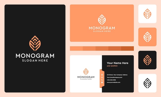 Logotipo de monograma de letra inicial y de crecimiento. prima vectorial.