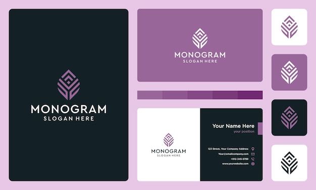 Logotipo de monograma de letra inicial y de crecimiento. prima vectorial.