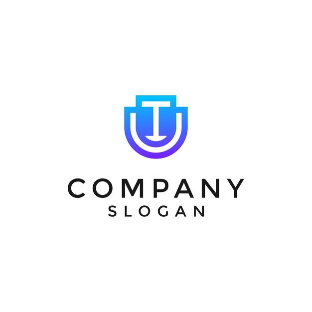 Logotipo de monograma de letra inicial IU o UI moderno y sofisticado