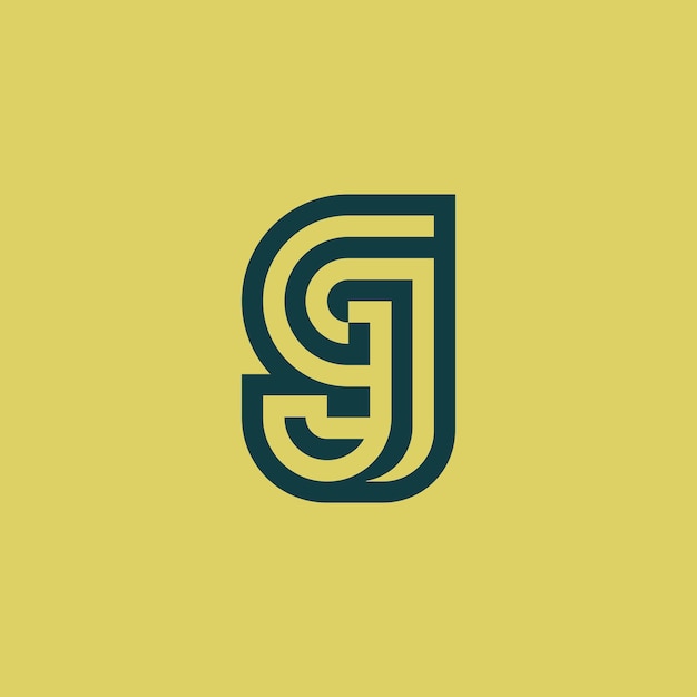 Logotipo de monograma de letra inicial JG o GJ moderno y elegante