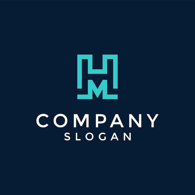 Logotipo de monograma de letra inicial moderna y minimalista HM o MH