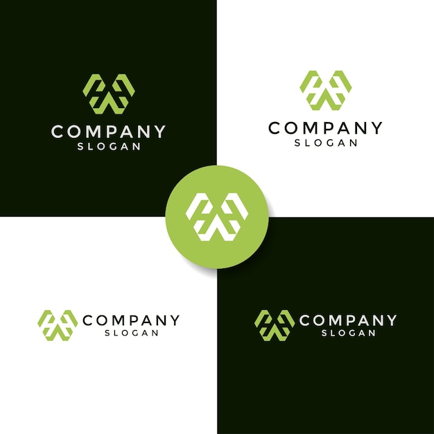 Logotipo de monograma de letra inicial moderna y minimalista WH o HW
